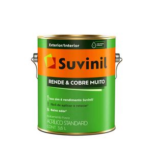 Tinta Suvinil Acrílico Rende e Cobre Muito Fosco Branco 3,6 L