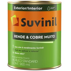 Tinta Suvinil Acrílico Rende e Cobre Muito Standard Fosco Branca 900 ml