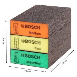 Kit Esponja Bosch Best for Flat e Edge S471 Abrasiva Grão Médio, Fino e Superfino 3 Unidades