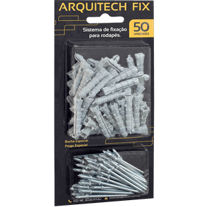 Kit Instalação Arquitech Fix Com Prego e Bucha Especiais Para Rodapé 50 Unidades