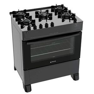 Fogão Atlas Mônaco Top Glass Gás Piso Com Mesa de Vidro 5Q Preto Bivolt