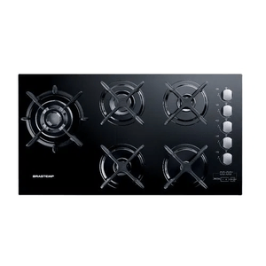 Cooktop Brastemp BDT86AEUNA Gás Embutir 5 Bocas Preto Bivolt