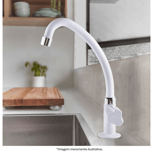 Torneira Viqua Foz 1110502 Mesa Para Cozinha Com Arejador 1/4 de Volta Branca