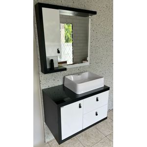 Balcão Berton New Rovere Branco/Preto 80 Cm