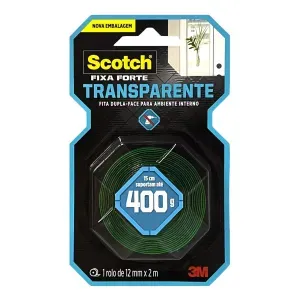Fita 3M Dupla Face Fixa Forte 12 mm x 2 M Transparente