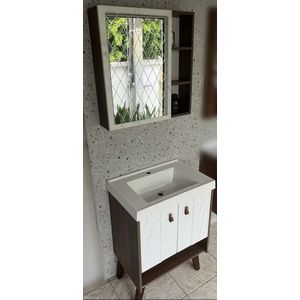 Balcão Berton Aspen Branco/Ameixa 60 Cm