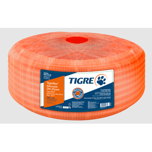 Eletroduto Tigre Tigreflex Corrugado Reforçado 25 mm Laranja 50 M