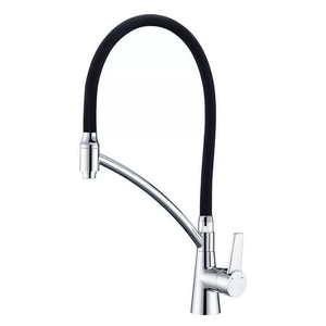 Misturador Lorenzetti LorenChef 2267 C81 Mesa Bica Flexível P/ Cozinha Monocomando Preto/Cromado