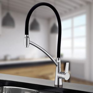 Misturador Lorenzetti LorenChef 2267 C81 Mesa Bica Flexível P/ Cozinha Monocomando Preto/Cromado