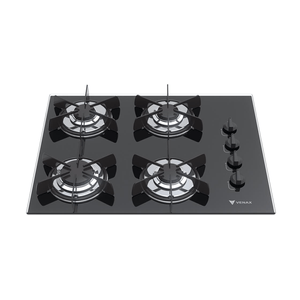 Cooktop Venax 129 Volare Gás Embutir C/ Mesa de Vidro 4 Bocas Preto Bivolt