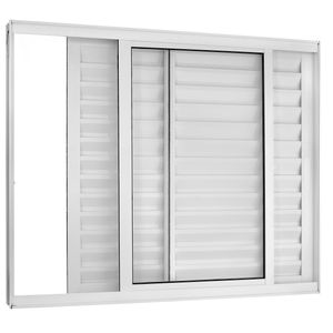 Janela Esaf Ideale 3F Alumínio Correr C/ Veneziana Branco 120 x 120 Cm JCVZ0002894