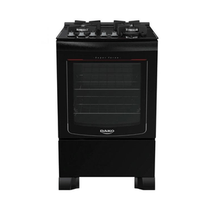 Fogão Dako Glass Gás Piso Com Mesa de Vidro 4Q Mega Chama Preto Bivolt