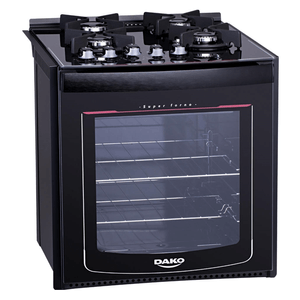 Fogão Dako Glass Gás Embutir Com Mesa de Vidro 4Q Mega Chama Preto Bivolt