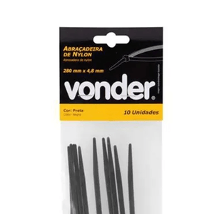 Abraçadeira Vonder 280 x 4,8 mm Nylon Preta 10 Peças