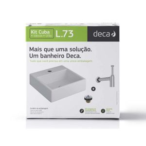 Kit Cuba Deca Apoio Quadrada C/ Mesa L.73 Com Sifão e Válvula Branco