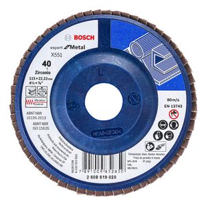 Disco Bosch Expert for Metal Flap Reto 115 x 22,23 mm Gr 40