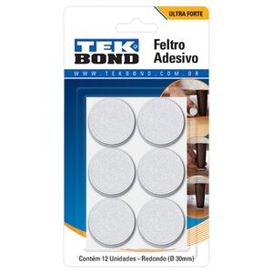 Feltro Tekbond Adesivo Redondo 30 mm Branco 12 Unidades