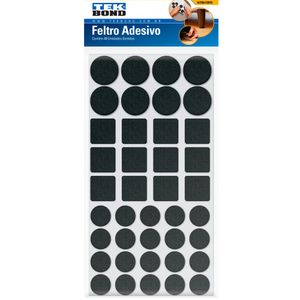 Feltro Tekbond Adesivo Sortido Preto 40 Unidades