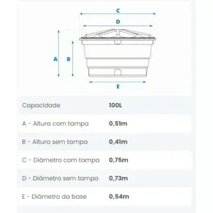 Caixa d'Água Fortlev Polietileno Com Tampa 100 L