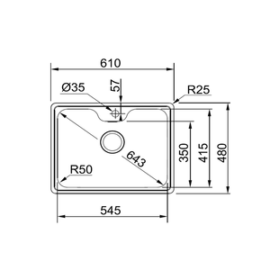 Cuba Franke Bell BCX 610-61 14910 Cozinha Aço Inox 61 x 48 Cm