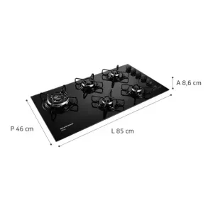 Cooktop Brastemp BDT85AEUNA Ative Gás Preto Bivolt