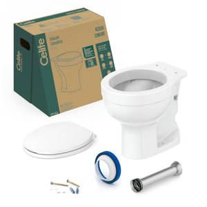 Kit Celite Bacia Convencional e Acessórios Acesso Confort S/ Abertura Branco