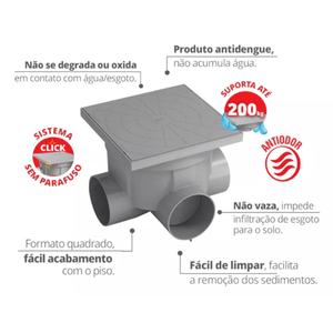 Caixa de Passagem Durín 00799 e Inspeção de Esgoto 24,2 x 24,2 Cm
