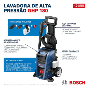 Lavadora de Alta Pressão Bosch GHP 180 1500 W Azul