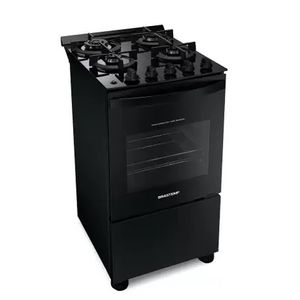 Fogão Brastemp BFO4XAEUNA Gás Piso Com Mesa de Vidro 4Q Dupla Chama Preto Bivolt