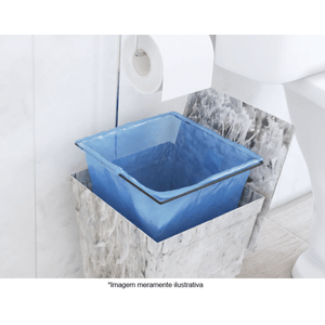 Lixeira Stolf 1445-MB Com Suporte Para Papel Higiênico 6,5 L Mármore Branco