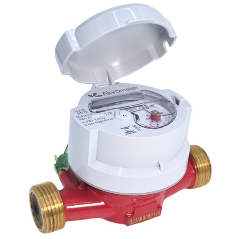 Hidrômetro Akvometer P/ Água Quente Unijato Q3 Com Conexões 3/4' 4 M³/h