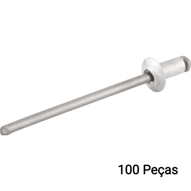 Rebite de Repuxo 3,2 x 12 mm Alumínio Polido 100 Peças