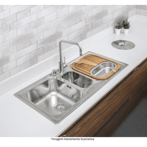 Válvula de Escoamento Tramontina Luxo Para Pias e Cubas Com Escape Aço Inox 4.1/2'