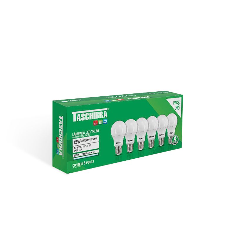 Kit Lâmpadas Taschibra TKL 90 Led E27 15 W 6500K 6 Unidades