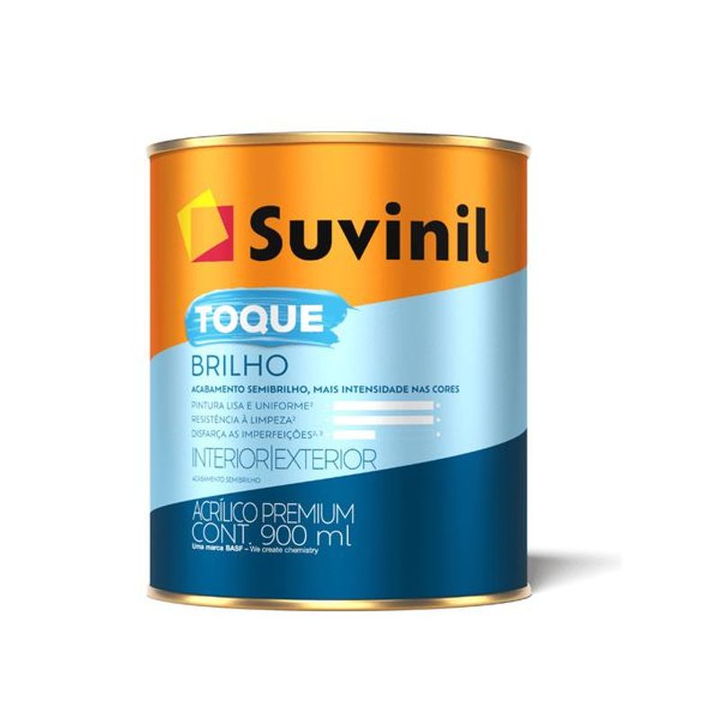 Tinta Suvinil Acrílico Premium Toque Brilho Semi-Brilho Branco Neve 900 ml