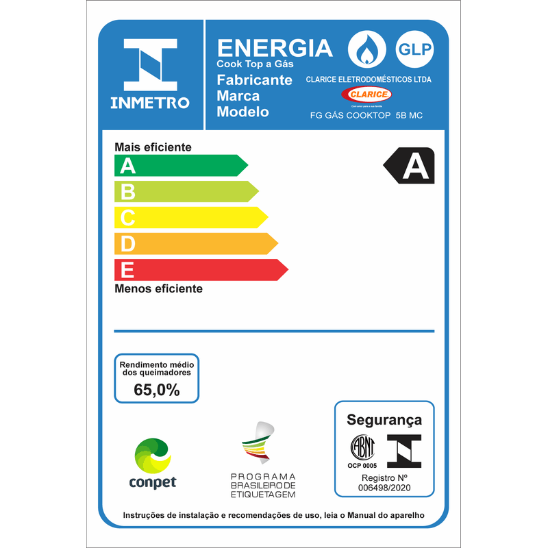 Cooktop Clarice Perfect Fit Gás 5 Bocas Mega Chama Preto Bivolt