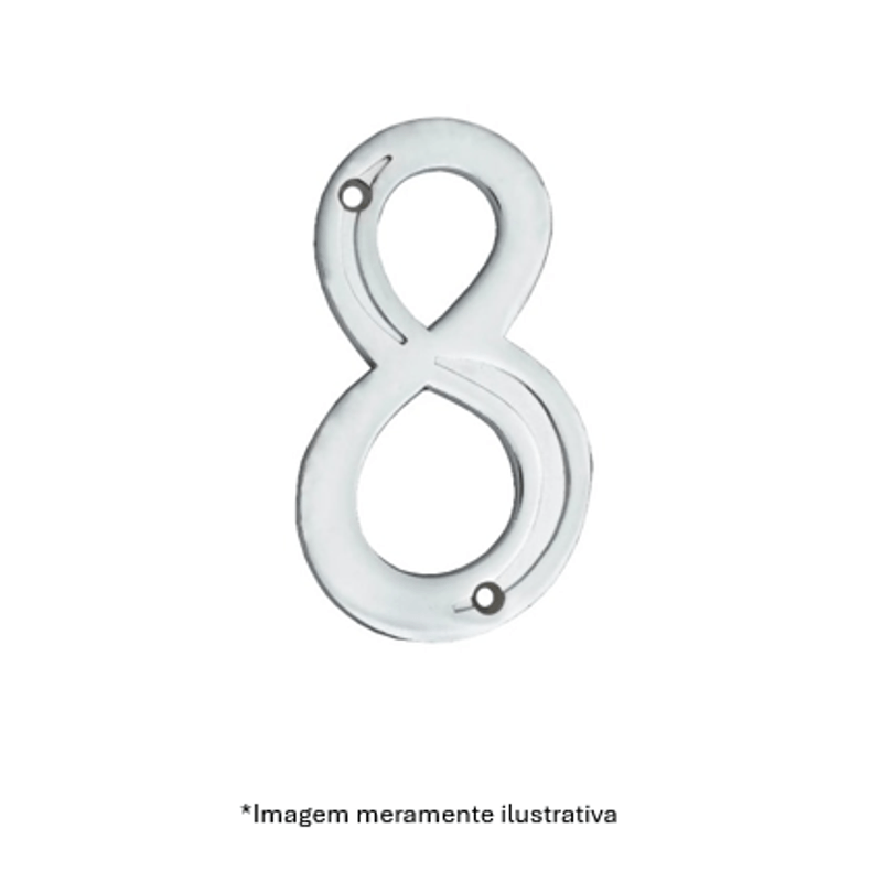 Numeral União Mundial 8 Zamac Cromado 45 mm