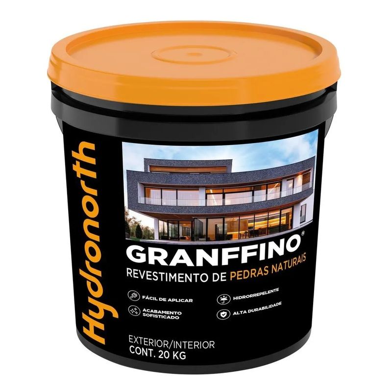 Revestimento Hydronorth Granffino Pedras Naturais Cinza Claro 20 Kg