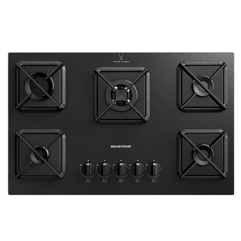 Cooktop Brastemp BDS75AEUNA Gás 5 Bocas Preto Bivolt