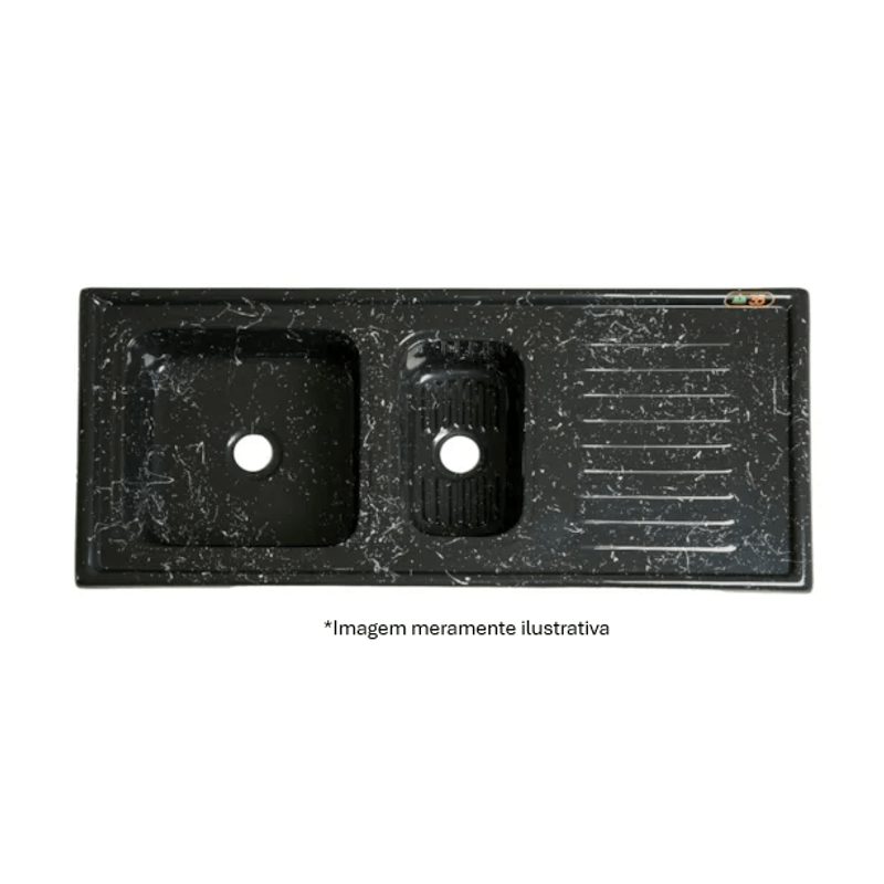 Pia Fiberblu Gourmet Marmorite Granitado Preto 1,2 M