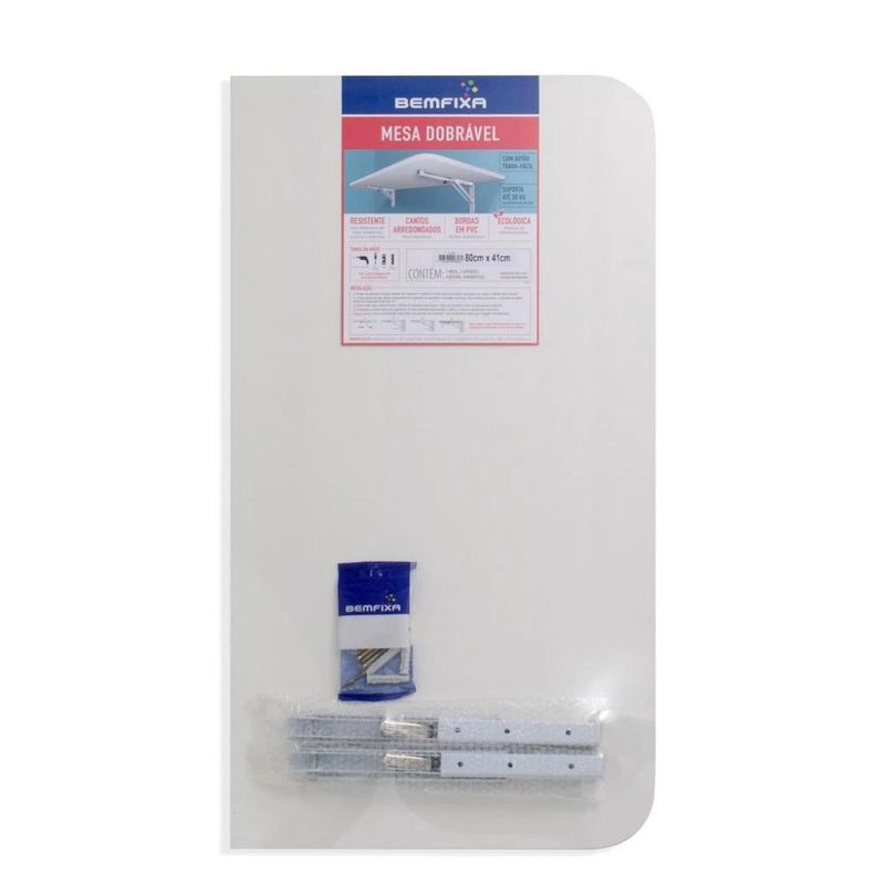 Kit Mesa Bemfixa Dobrável Branca 80 x 41 Cm