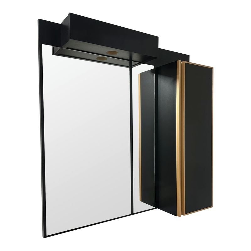 Espelheira Mazzu Massimo Onix/Preto/Dourado 90 Cm
