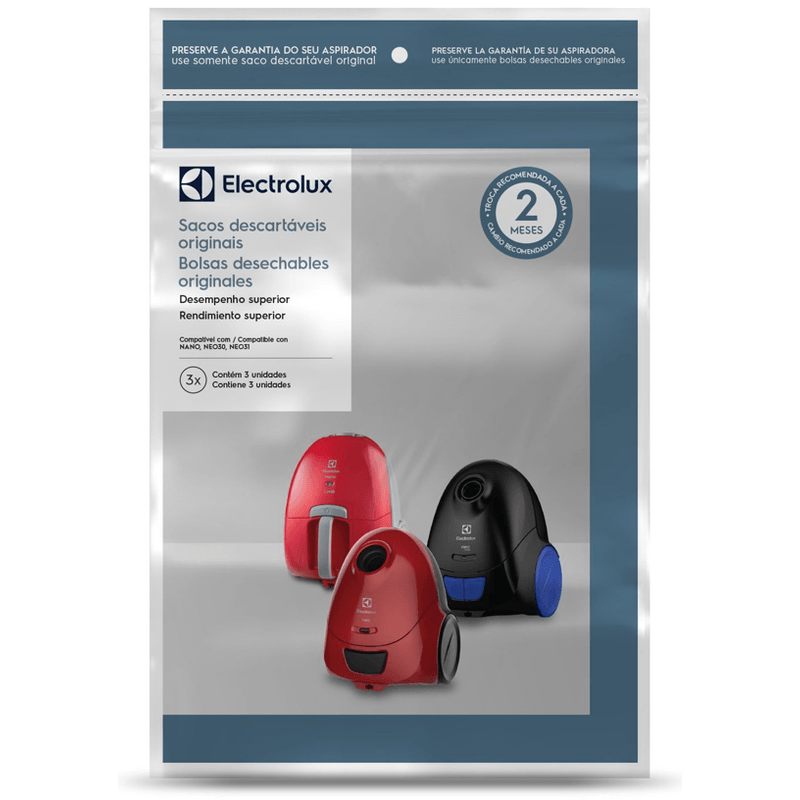 Kit Electrolux SBENA C/ 3 Sacos Descartáveis P/ Aspiradores de Pó