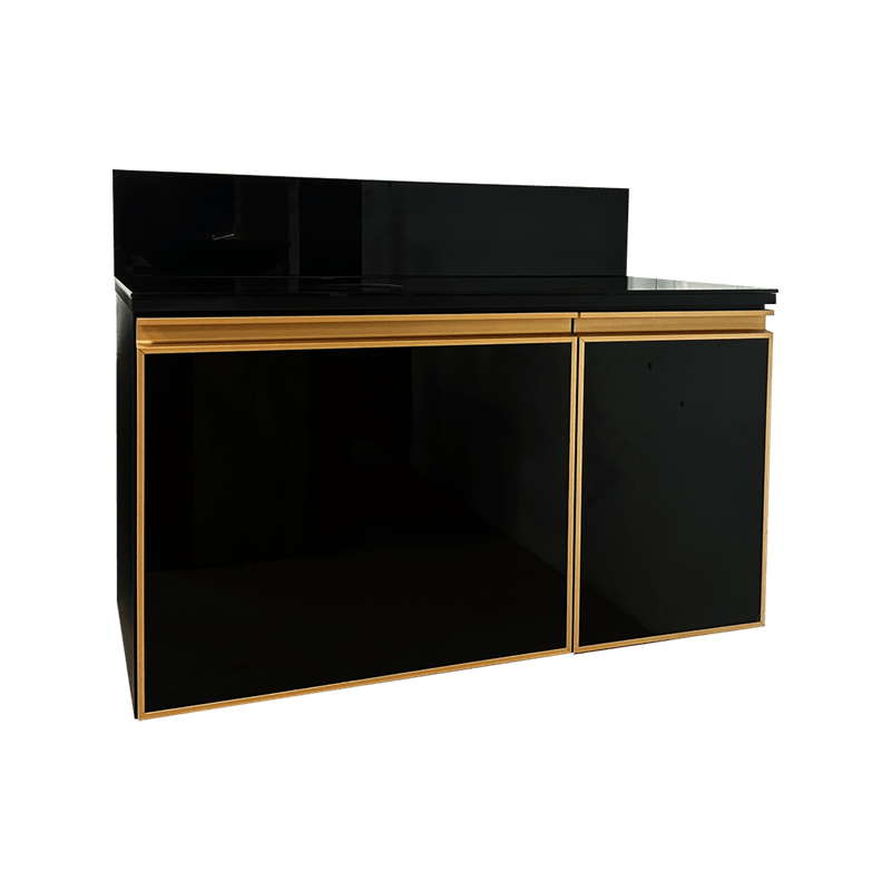 Balcão Mazzu Massimo Suspenso Onix/Preto/Dourado 90 Cm