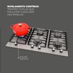 Cooktop Fischer 38420-107470 Platinium Prime com Trempe de Ferro Fundido Gás 5 Bocas Tripla Chama Aço Escovado Bivolt