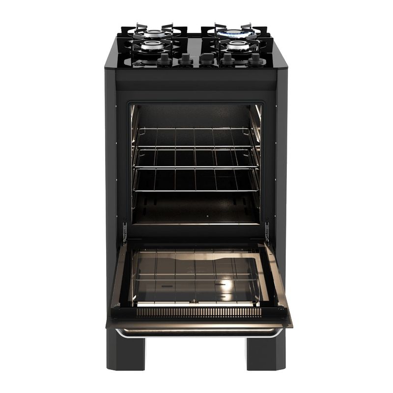 Fogão Fischer 39200-108966 Fit Line Trempe Iron Gás Piso Com Mesa de Vidro 4Q Preto Bivolt