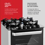 Fogão Fischer 39200-108966 Fit Line Trempe Iron Gás Piso Com Mesa de Vidro 4Q Preto Bivolt