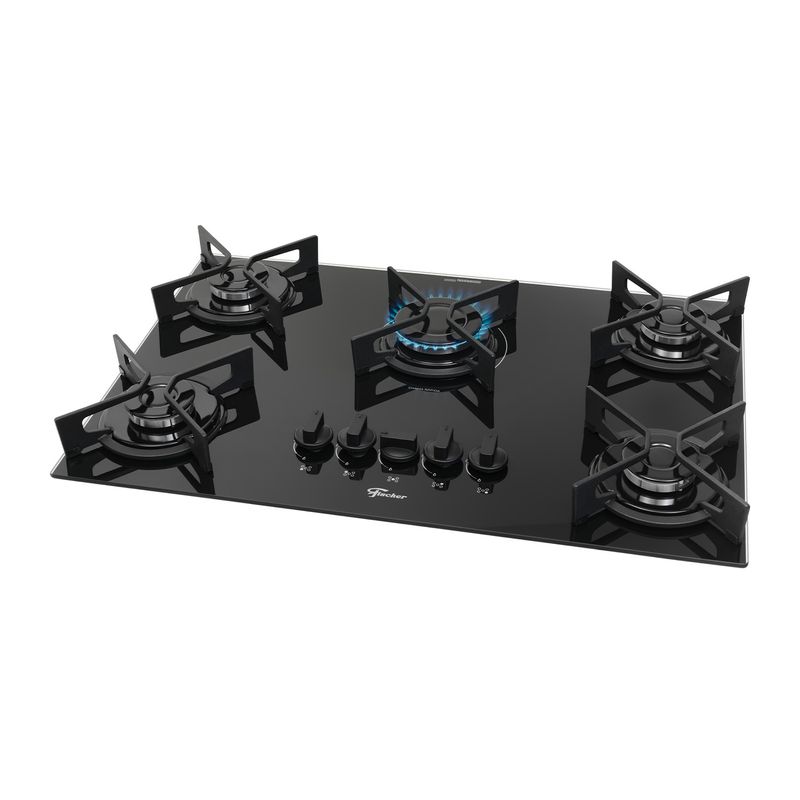Cooktop Fischer 36325-102672 Fit Line Trempe Iron Gás 5 Bocas Preto Bivolt