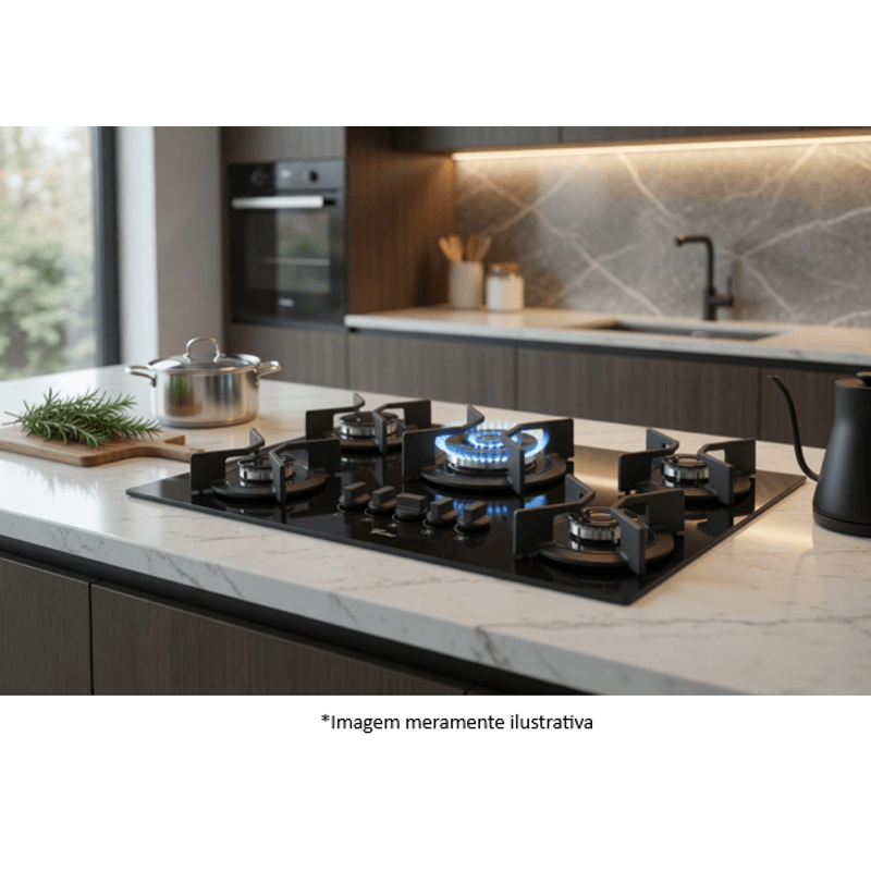 Cooktop Fischer 26298-57077 TC Infinity Gás 5 Bocas Preto Bivolt
