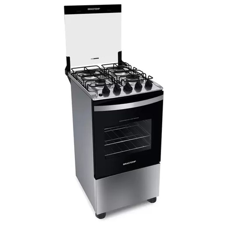 Fogão Brastemp BFO4NBRUNA Gás Piso 4 Bocas Inox Bivolt
